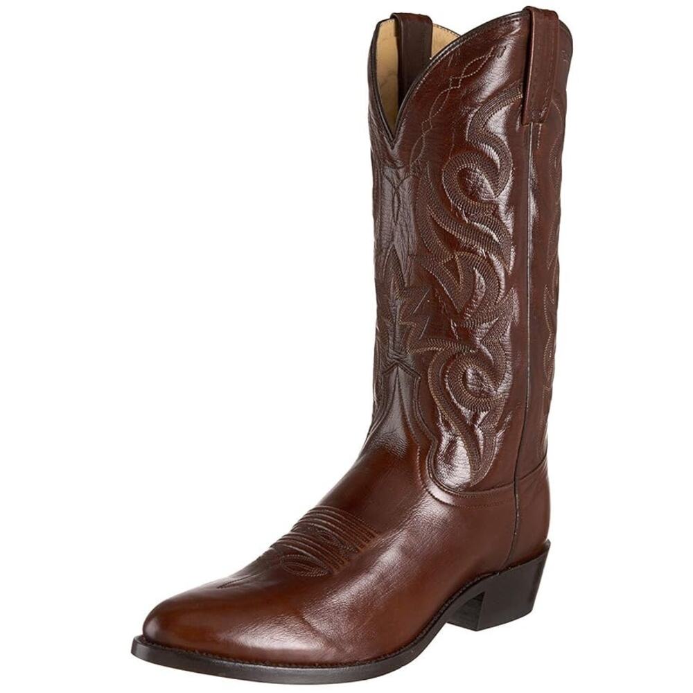 The Eldorado Handmade Western Cowboy Boots Brown Leather Round Toe Size 9.5D